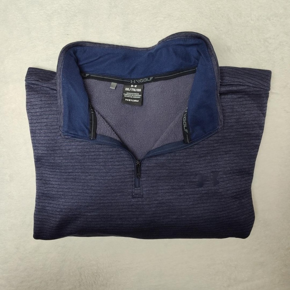 Under Armour Sweatshirt Mens 2XL Blue Fleece Pullover 1/4 Zip Storm Golf Work